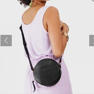 Portland Leather Smooth Black Small Circle Crossbody